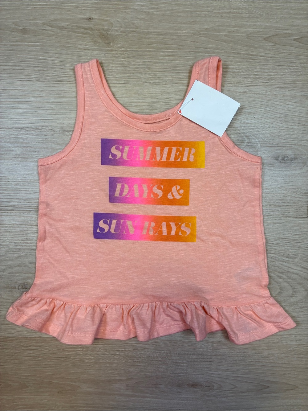 NEW Cat & Jack Peach Tank Top with Multicolor Summer Graphic